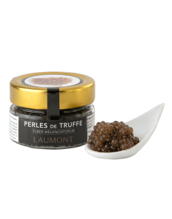 boite de 50 grammes de perles de truffe noire Tuber melanosporum de chez Laumont