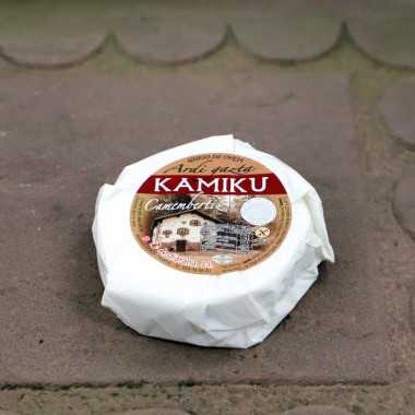 morceau d'environ 200 grammes de Camembertiz, le camembert de Kamiku