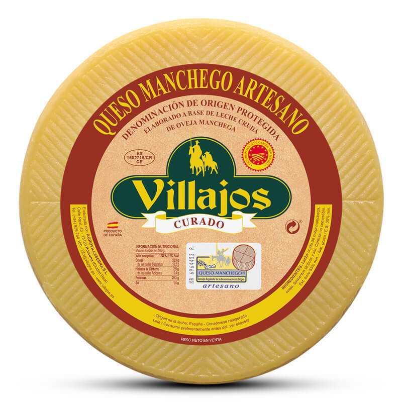 Manchego AOP Curado, affiné 6 à 12 mois entier (2 kg) au lait cru de brebis.