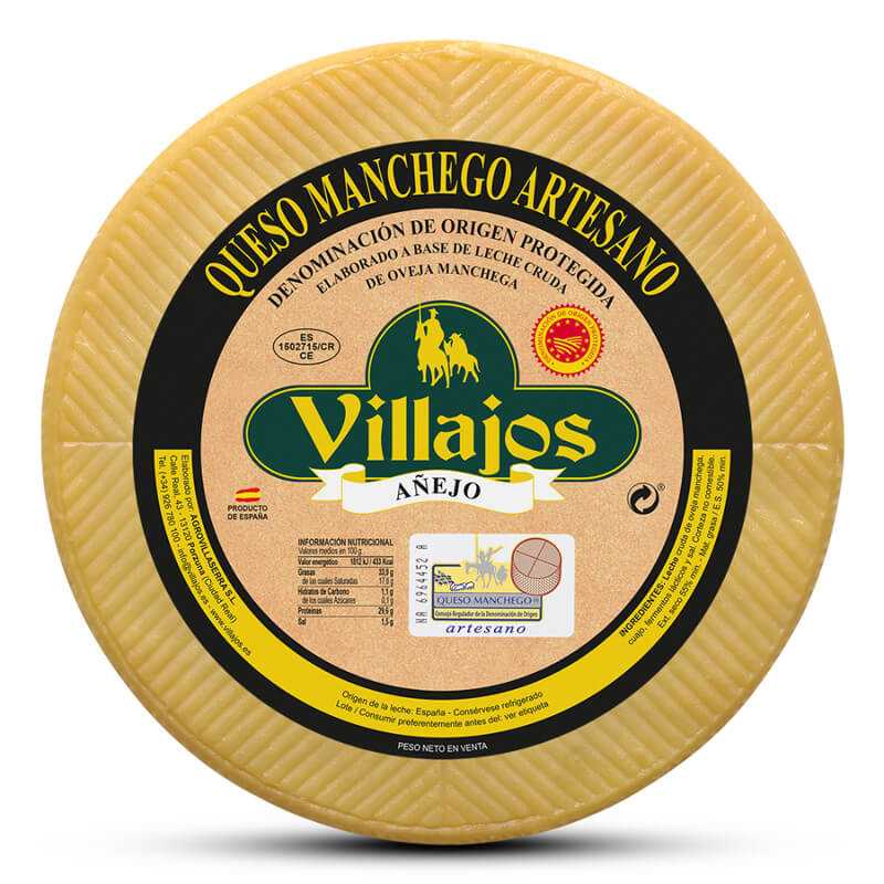 Manchego AOP Añejo, affiné 12 à 18 mois mois, entier (2 kg) au lait cru de brebis.